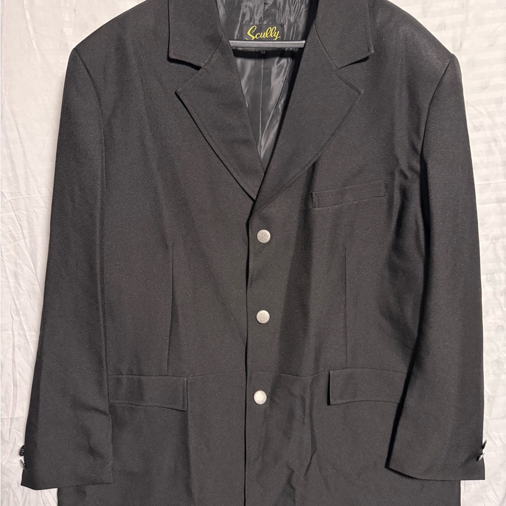 Scully Charcoal Trench Coat with Metallic Buttons